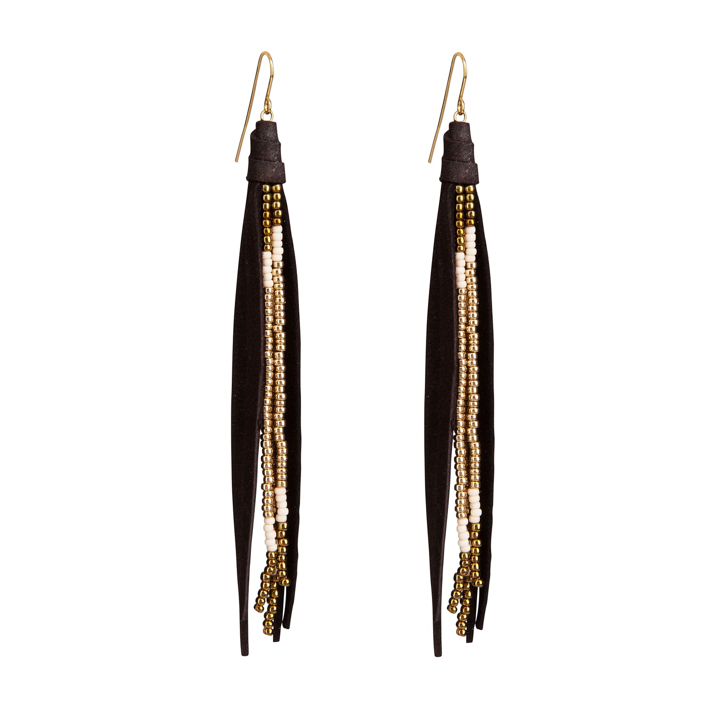 Beaded Tassel Earrings In Bean and Gold