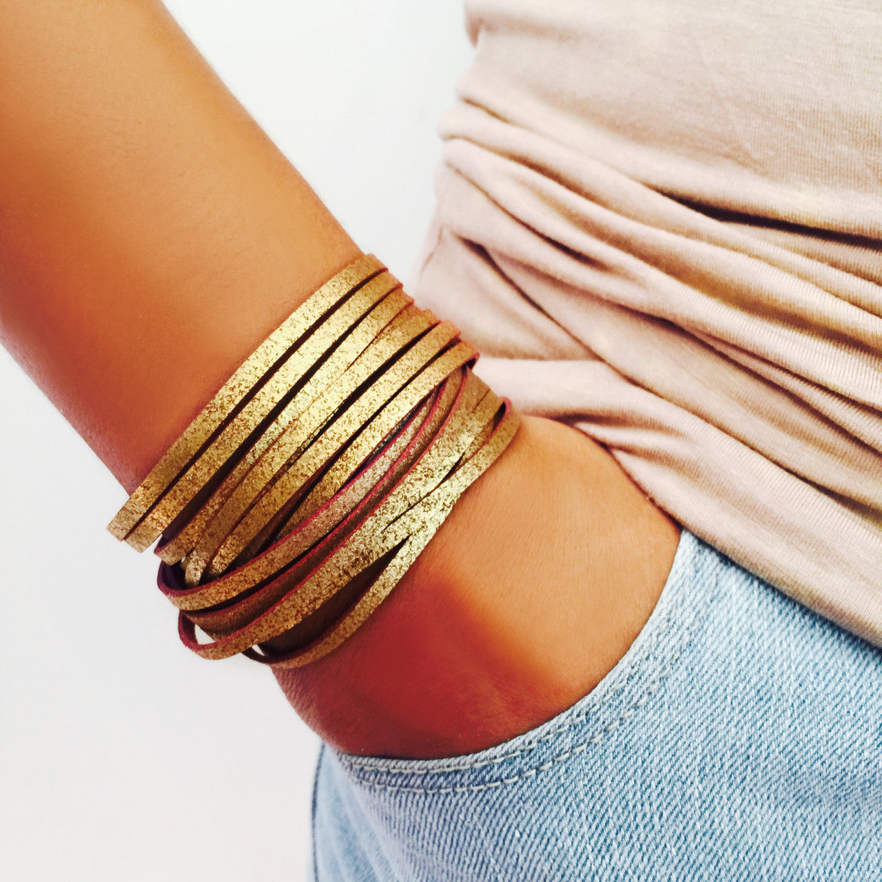 Sliced Wrap Bracelet In Coral Shimmer