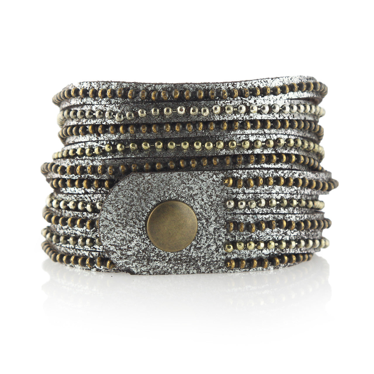 Beads Row Wrap Bracelet In Brown Shimmer