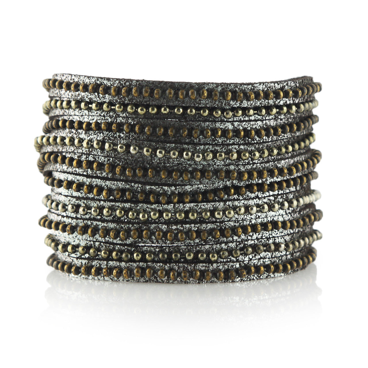 Beads Row Wrap Bracelet In Brown Shimmer