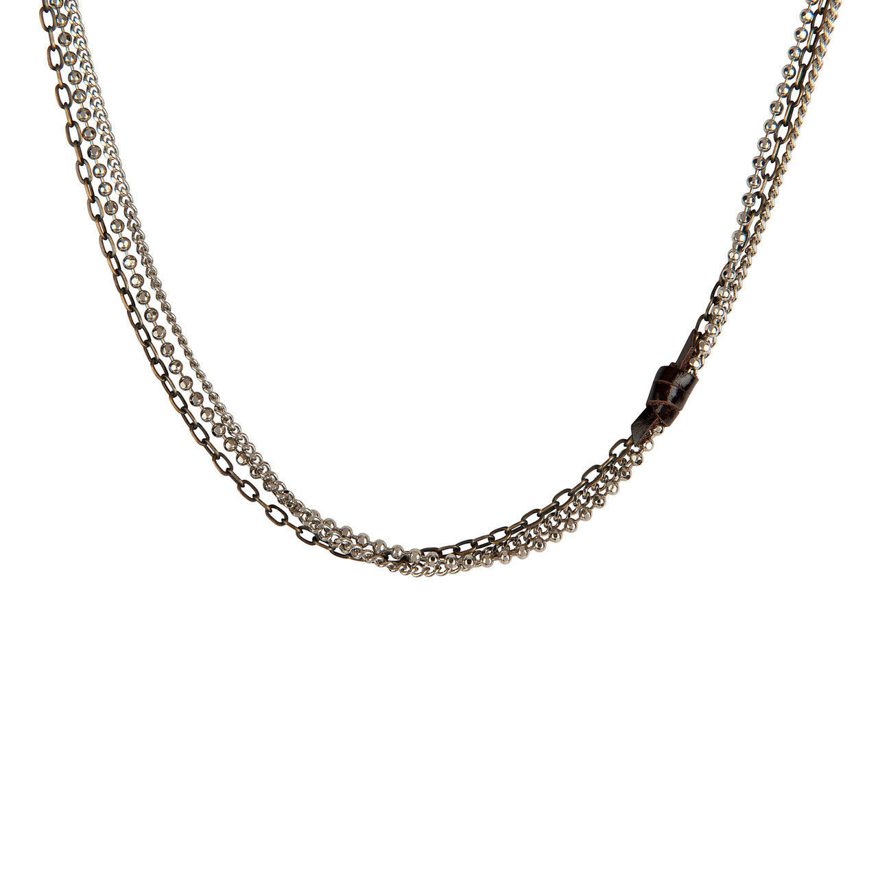 Mixed Chain & Knot Necklace in Chocolate