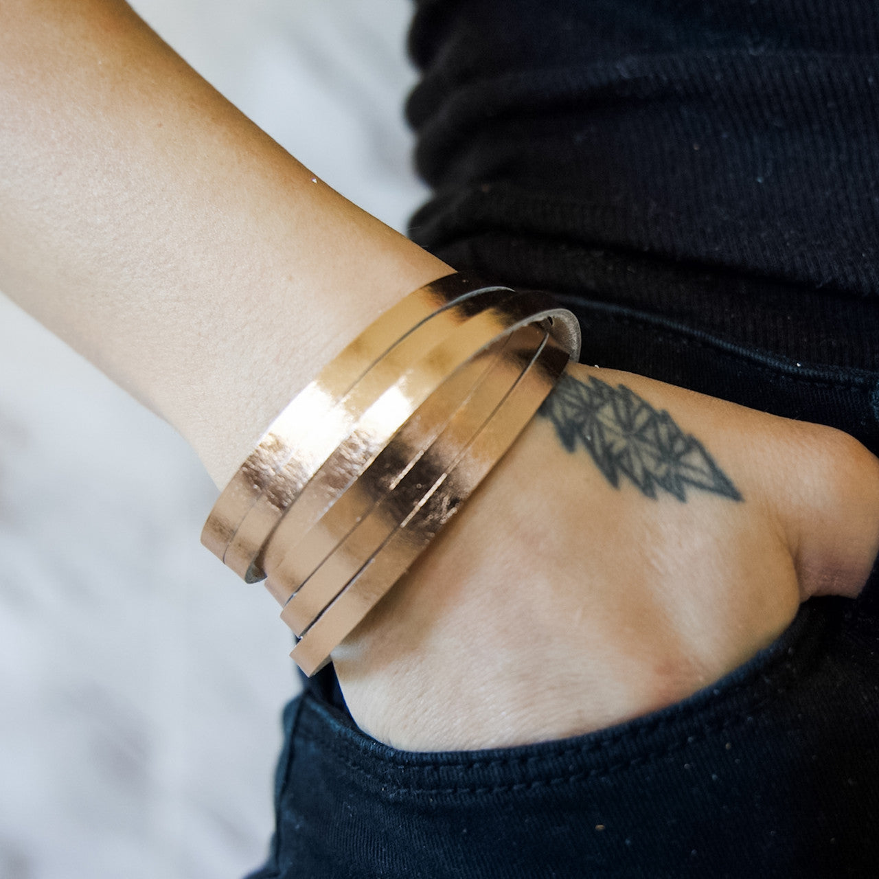 Sloane Sliced Wrap Bracelet In Rose Gold