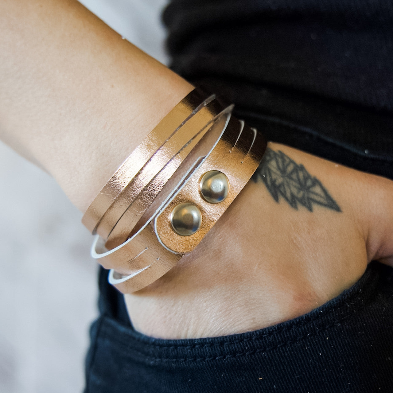Sloane Sliced Wrap Bracelet In Rose Gold