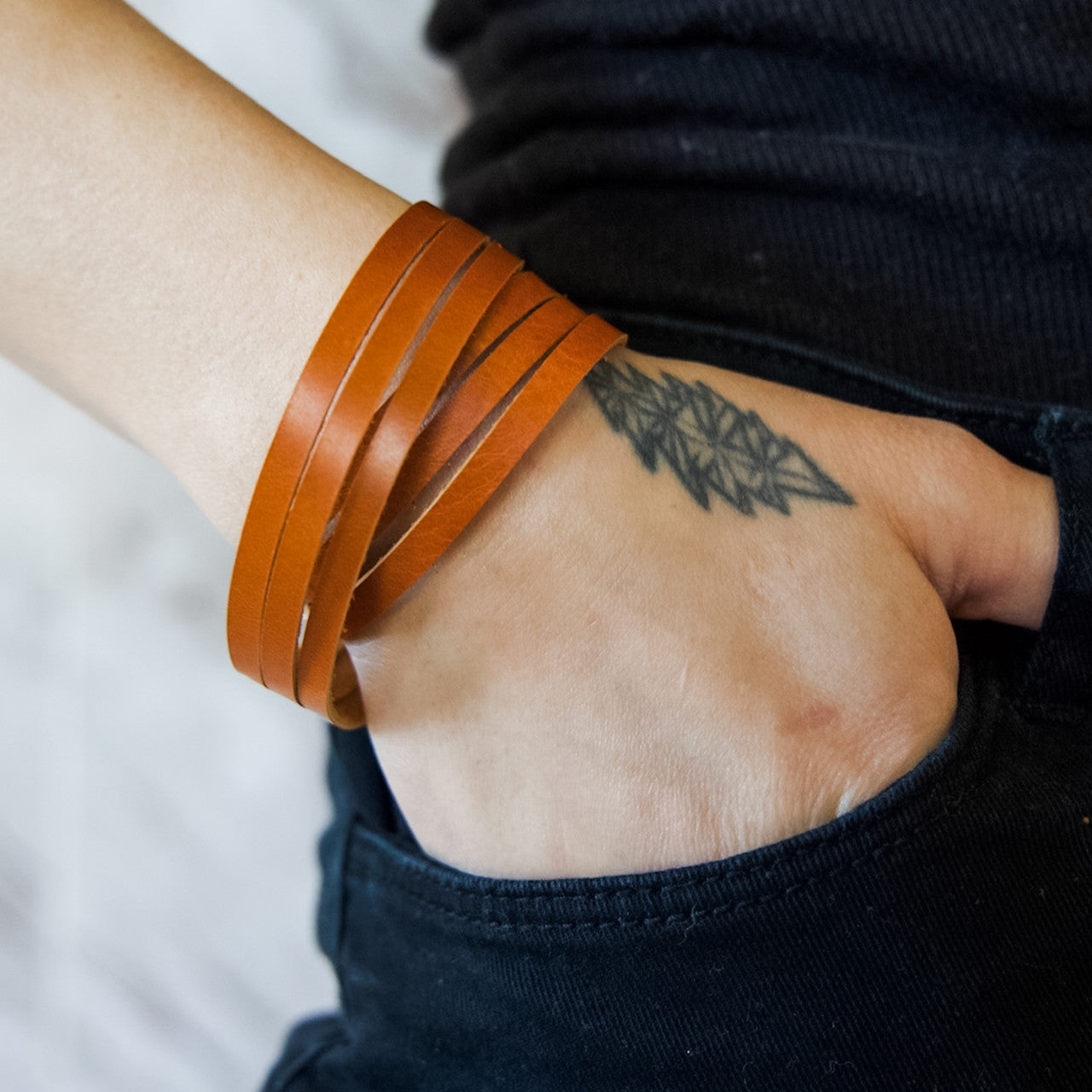Sloane Sliced Wrap Bracelet In Tan