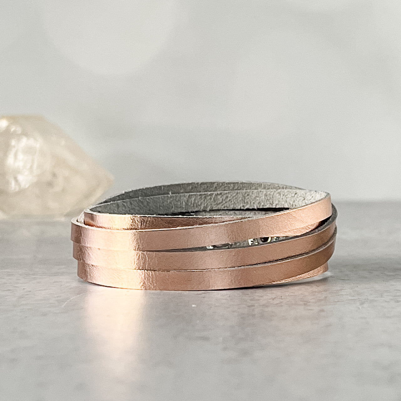 Sloane Sliced Wrap Bracelet In Rose Gold