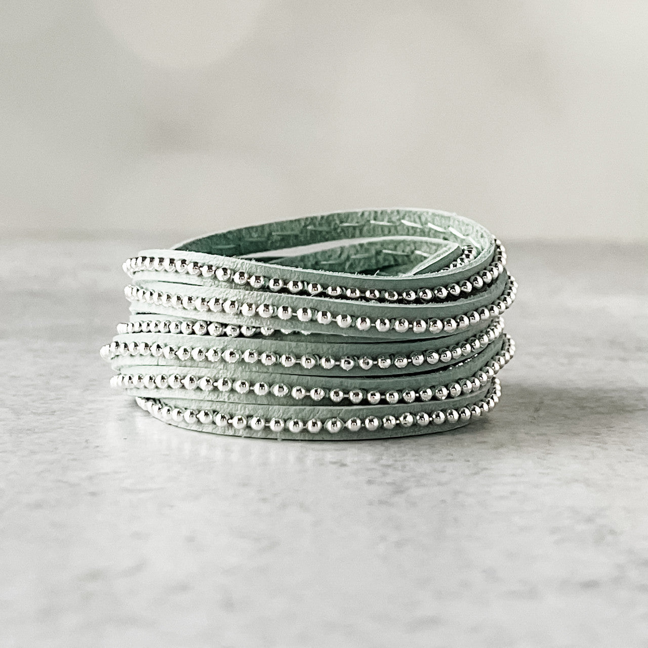 Beads Row Wrap Bracelet in Sky