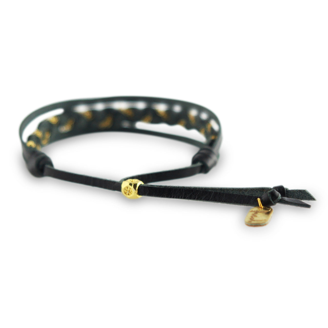 Sample Sale Braided Chain Adjustable Slide Bracelet in Black