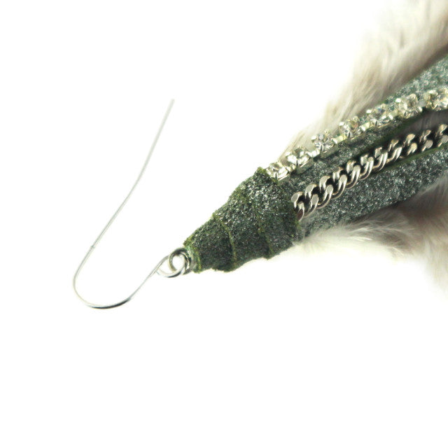 Feather Earrings in Army Shimmer
