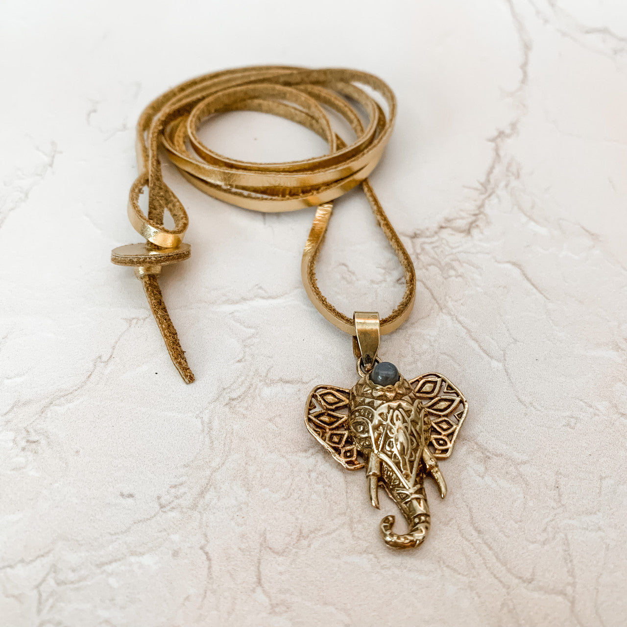 Sample Sale Gemstone Ganesh Necklace in Gold