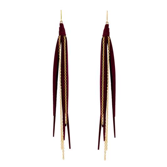 Tassel & Chain Earrings In Vino and Gold