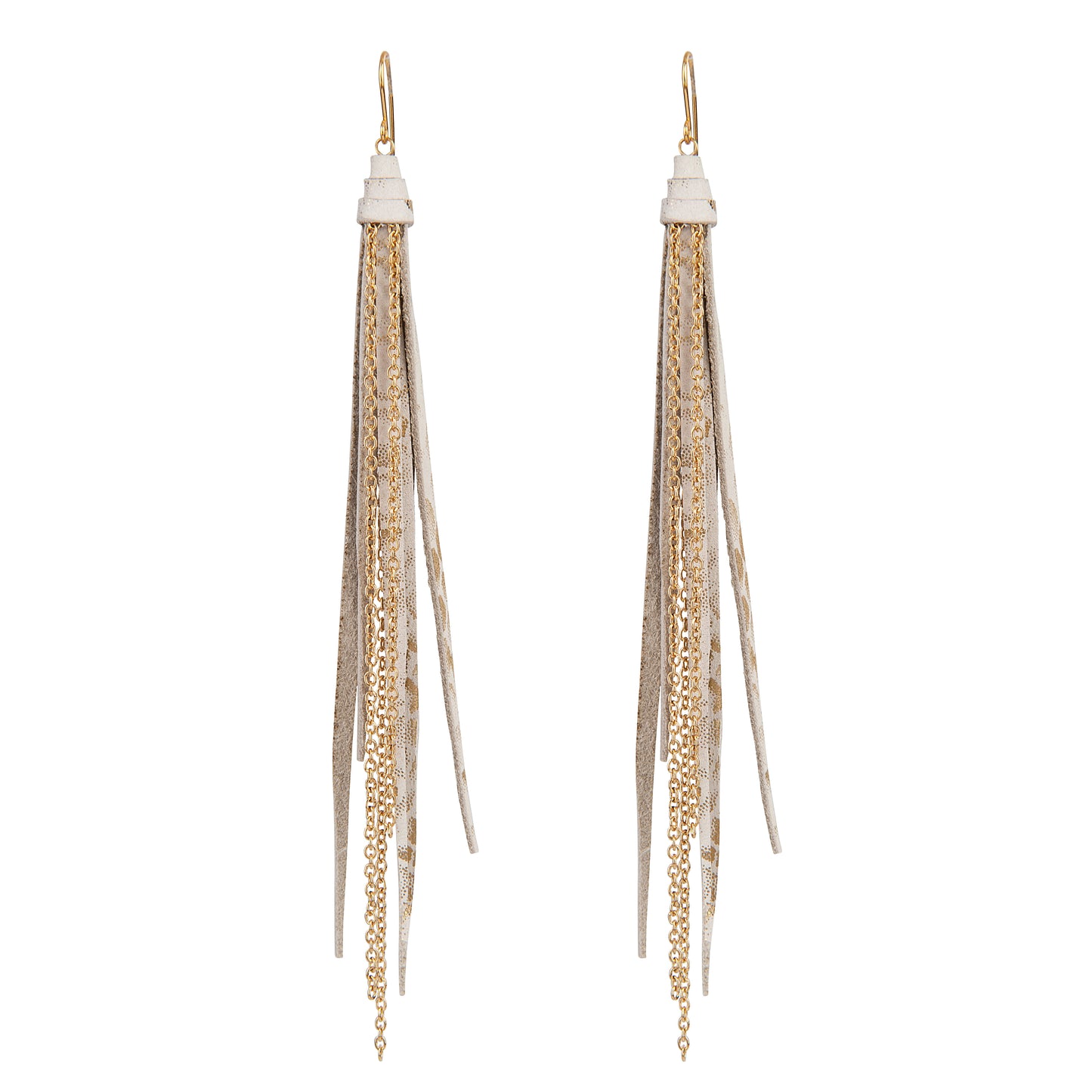 Tassel & Chain Earrings In White Gold