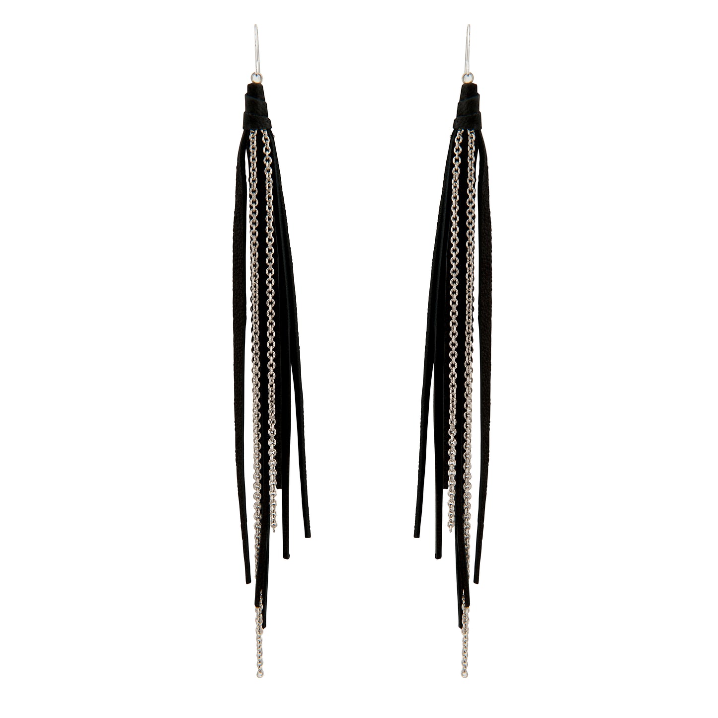 Tassel & Chain Earrings In Bat and Silver