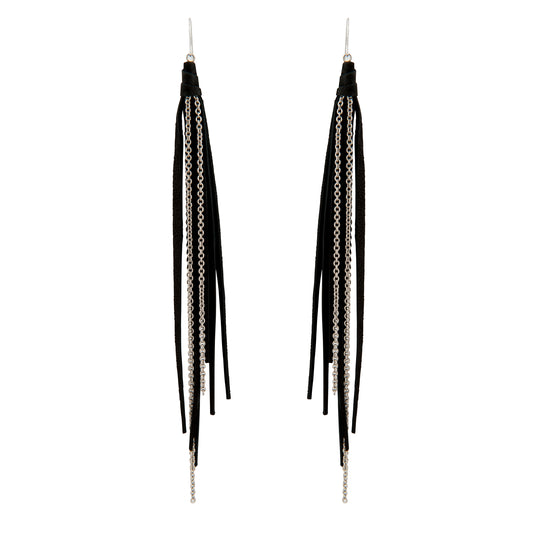 Tassel & Chain Earrings In Bat and Silver