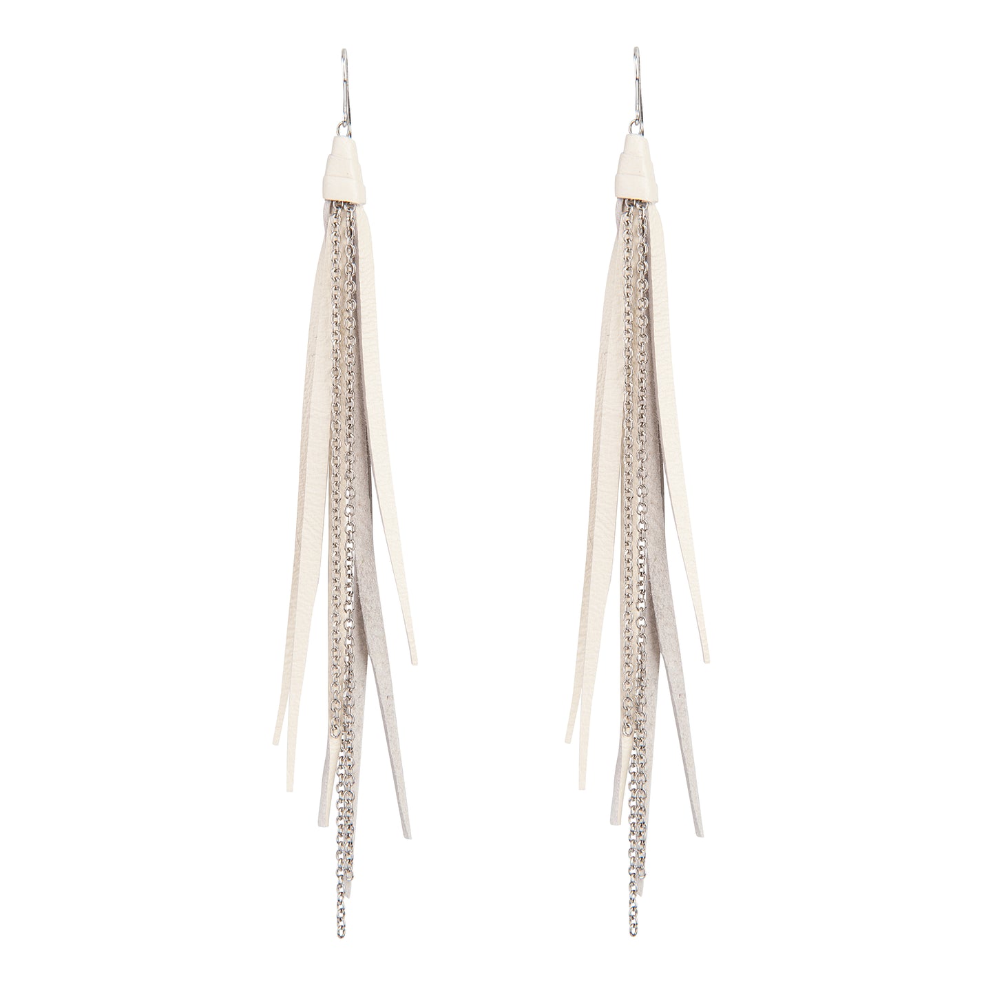 Tassel & Chain Earrings In Shell and Silver