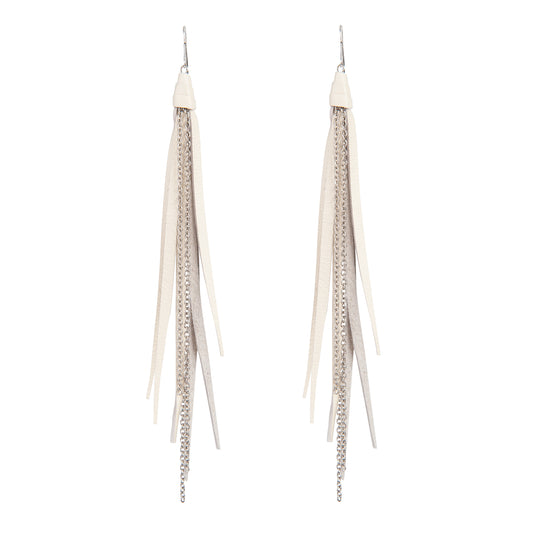 Tassel & Chain Earrings In Shell and Silver