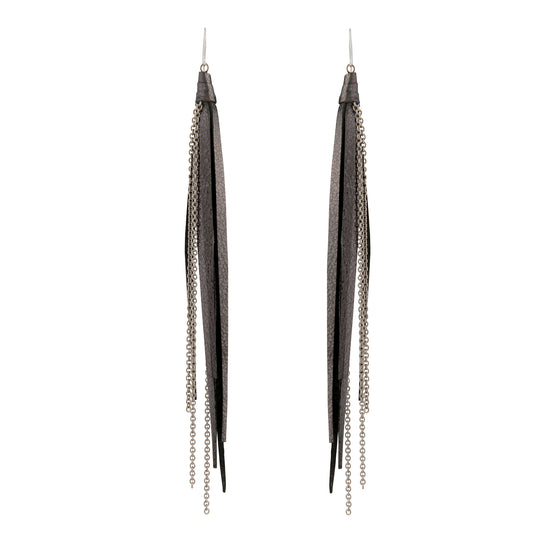 Tassel & Chain Earrings In Star and Silver