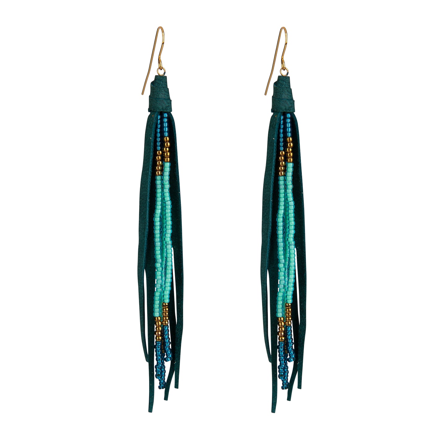 Beaded Tassel Earrings In Emerald