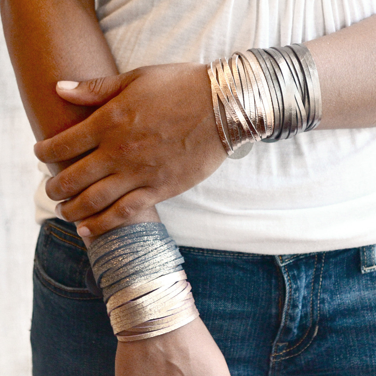 Sliced Wrap Bracelet In Brown Shimmer