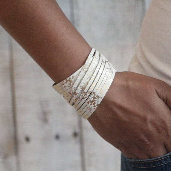 Sliced Wrap Bracelet In White Gold