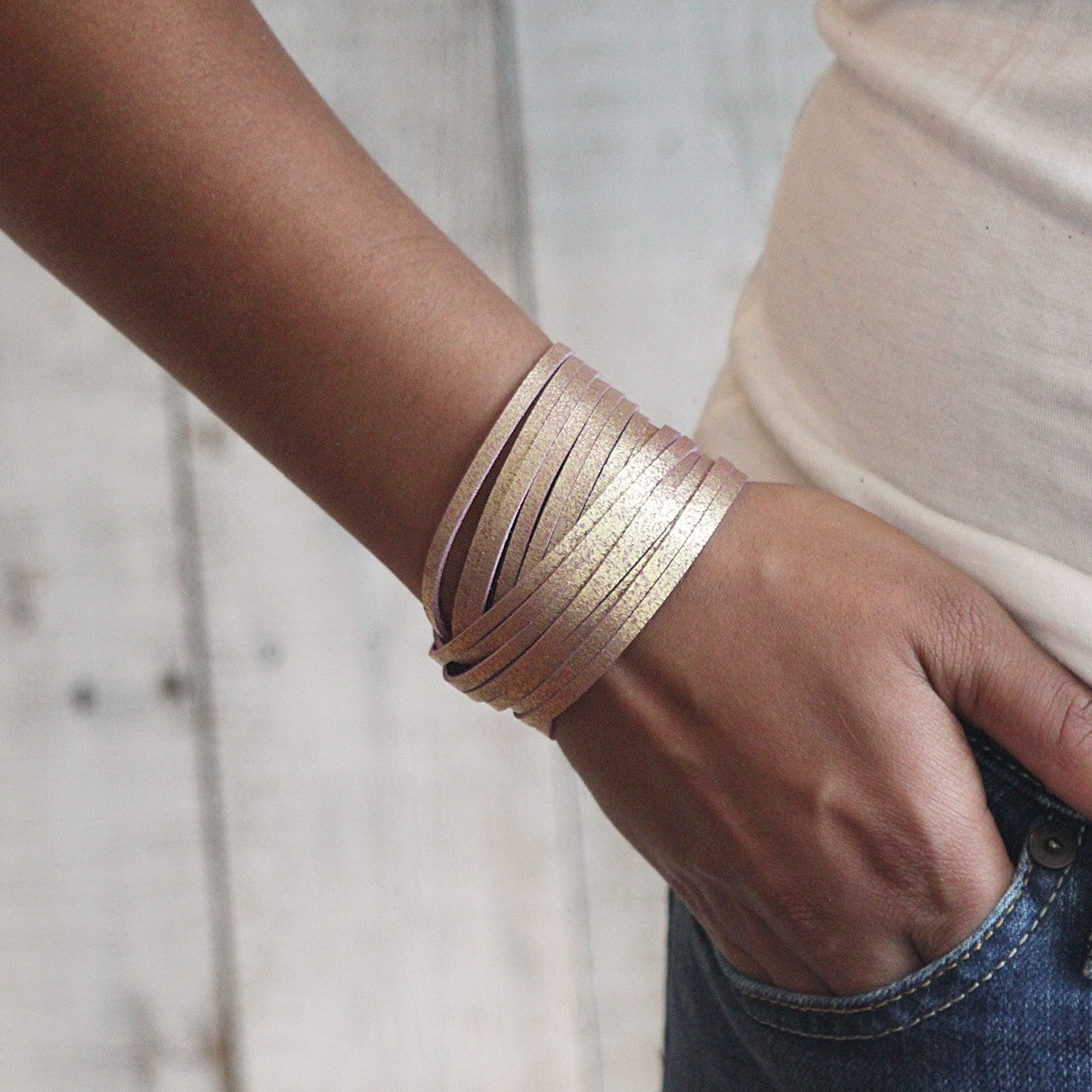 Sliced Wrap Bracelet In Berry Shimmer