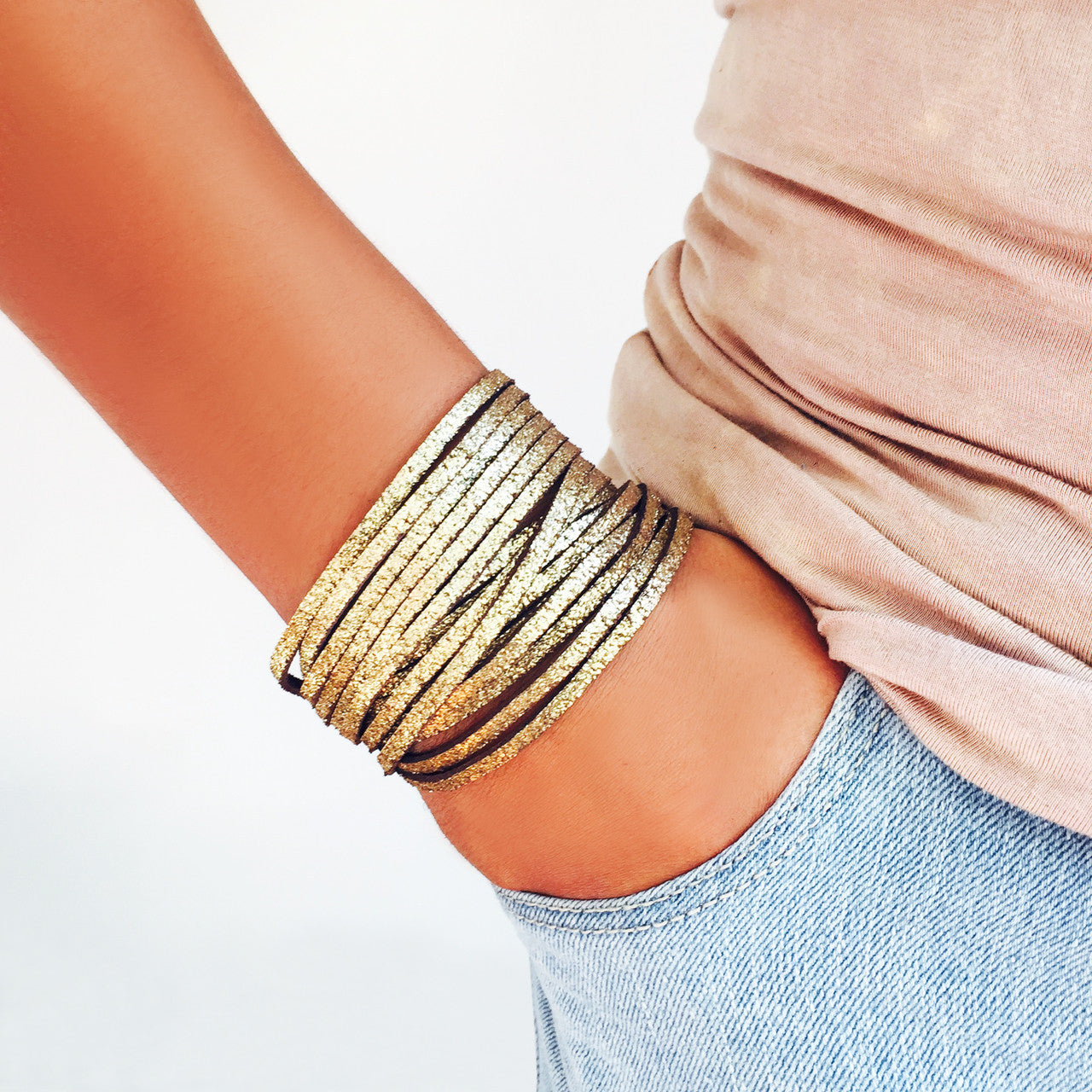 Sliced Wrap Bracelet In Coffee Shimmer