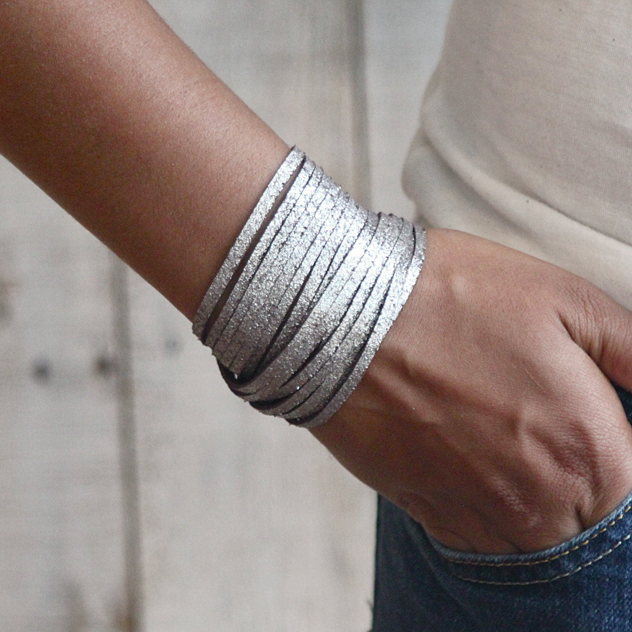 Sliced Wrap Bracelet In Brown Shimmer