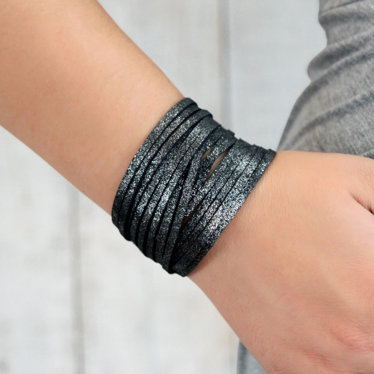 Sliced Wrap Bracelet in Charcoal Shimmer