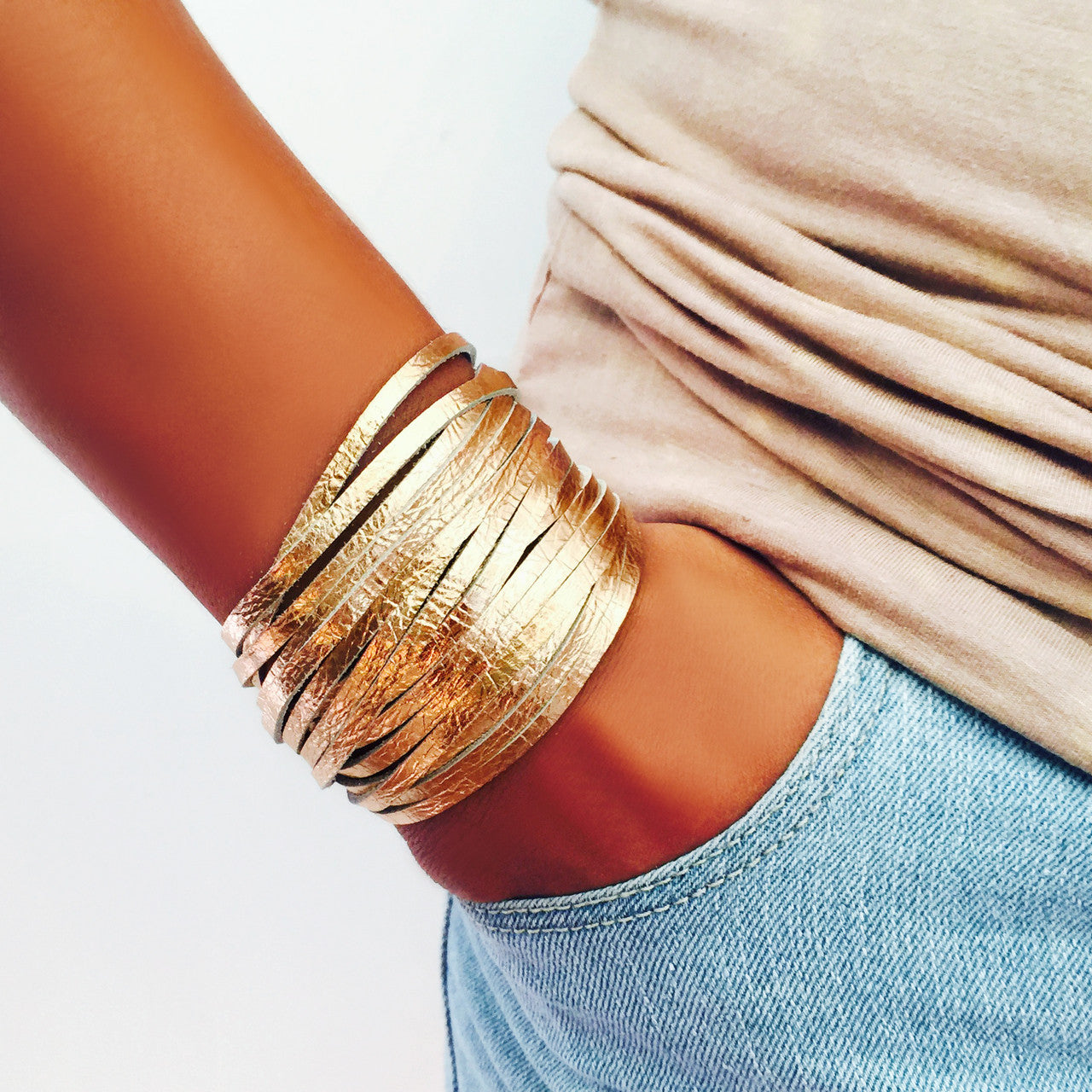 Sliced Wrap Bracelet In Rose Gold