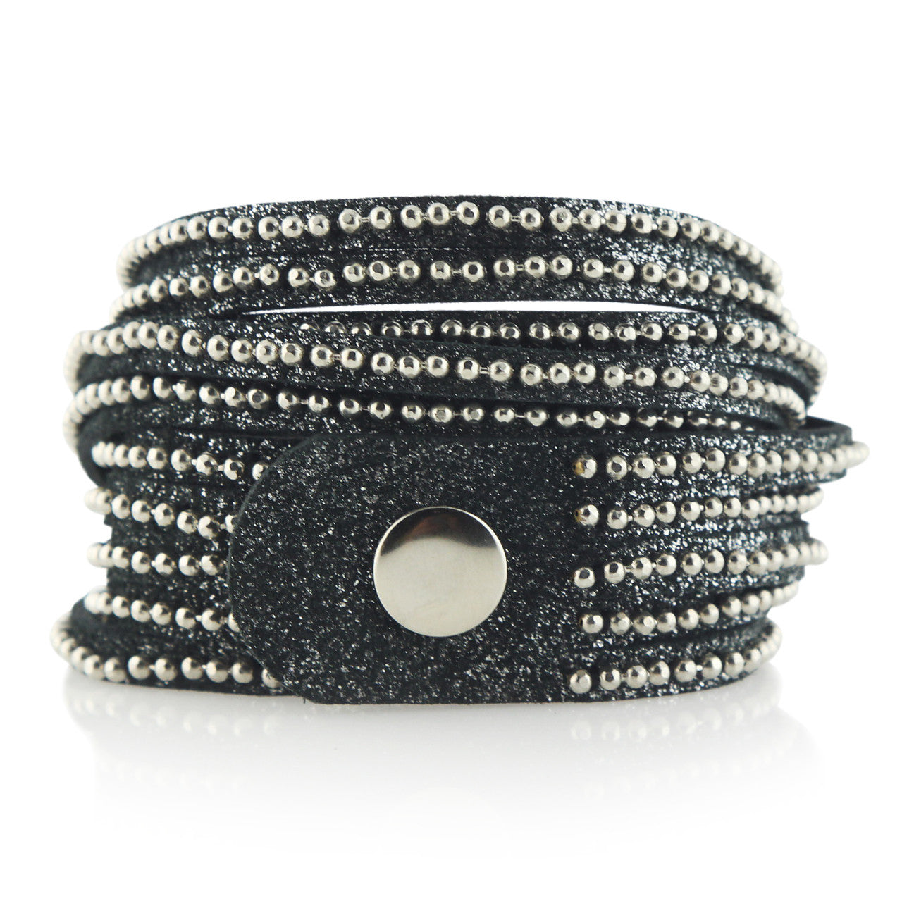 Beads Row Wrap Bracelet in Charcoal Shimmer