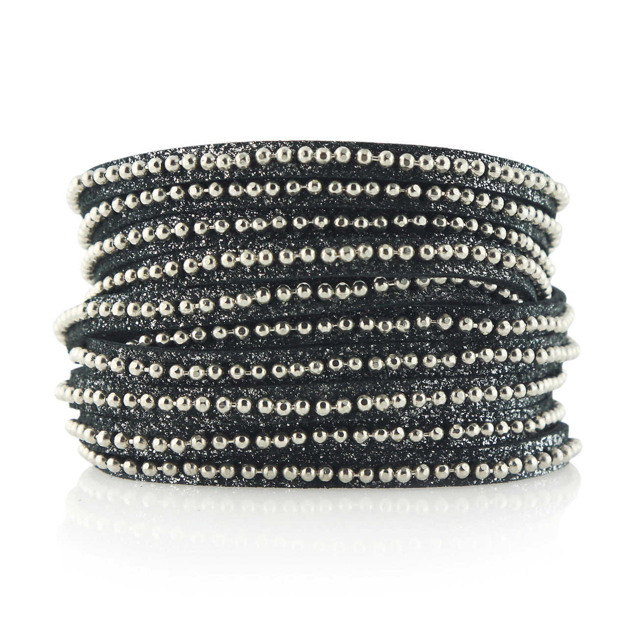 Beads Row Wrap Bracelet in Charcoal Shimmer