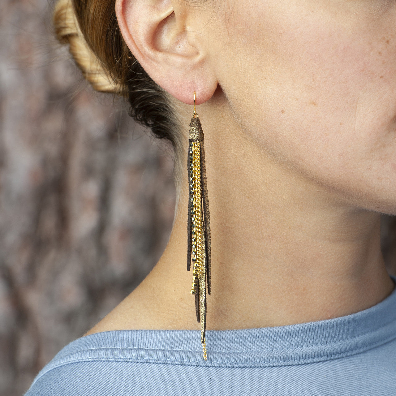 Tassel Earrings In Coffee Shimmer