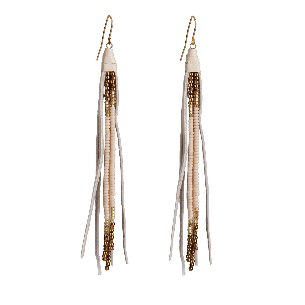 Beaded Tassle Earrings In Shell