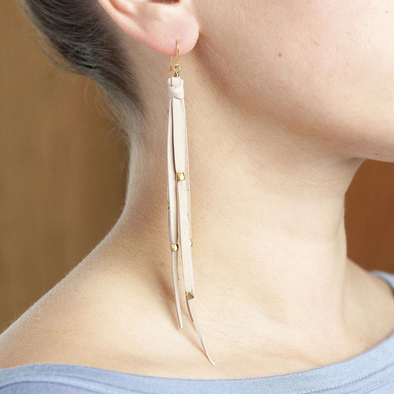 Tara Tassel Earrings In Beige