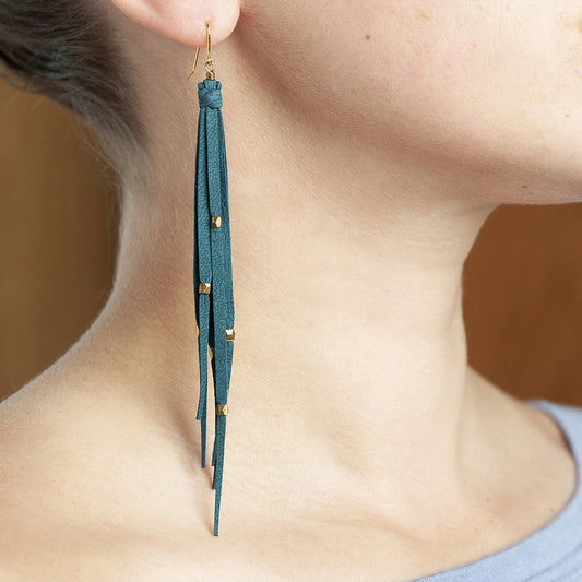 Tara Tassel Earrings In Emerald and Gold