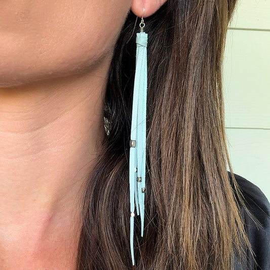 Tara Tassel Earrings in Sky