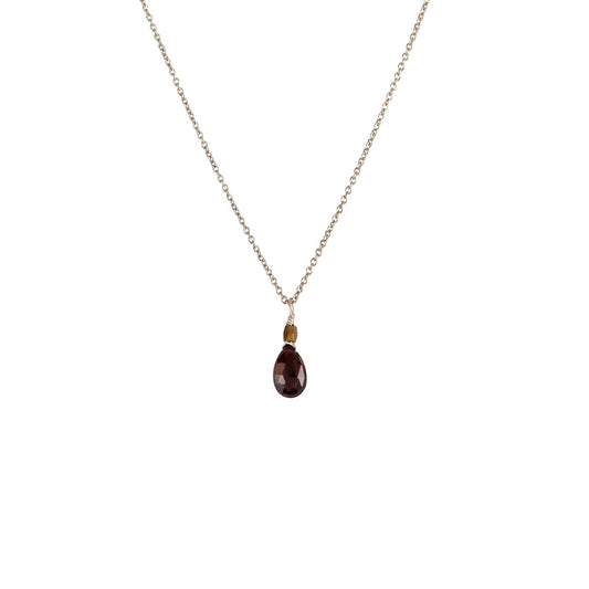 Charmed Necklace in Silver with Garnet