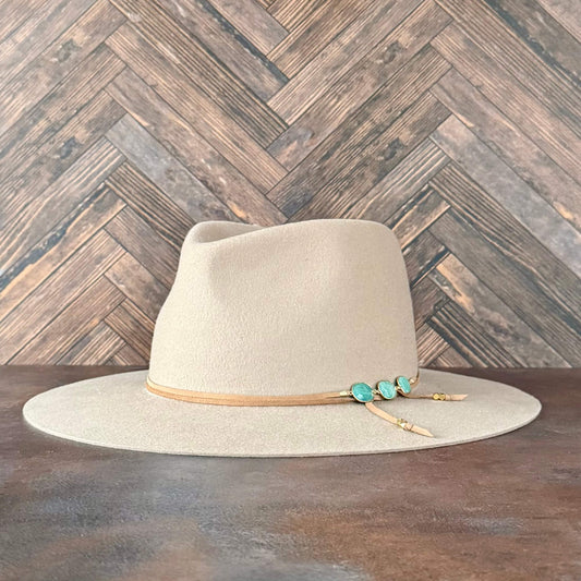 Lani Wrap in Amazonite and Gold - Beige Hat Band