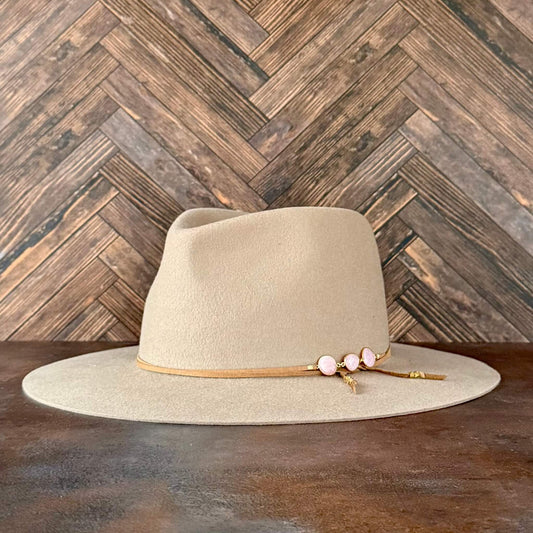 Lani Pink Opal Wrap - Beige Hat Band