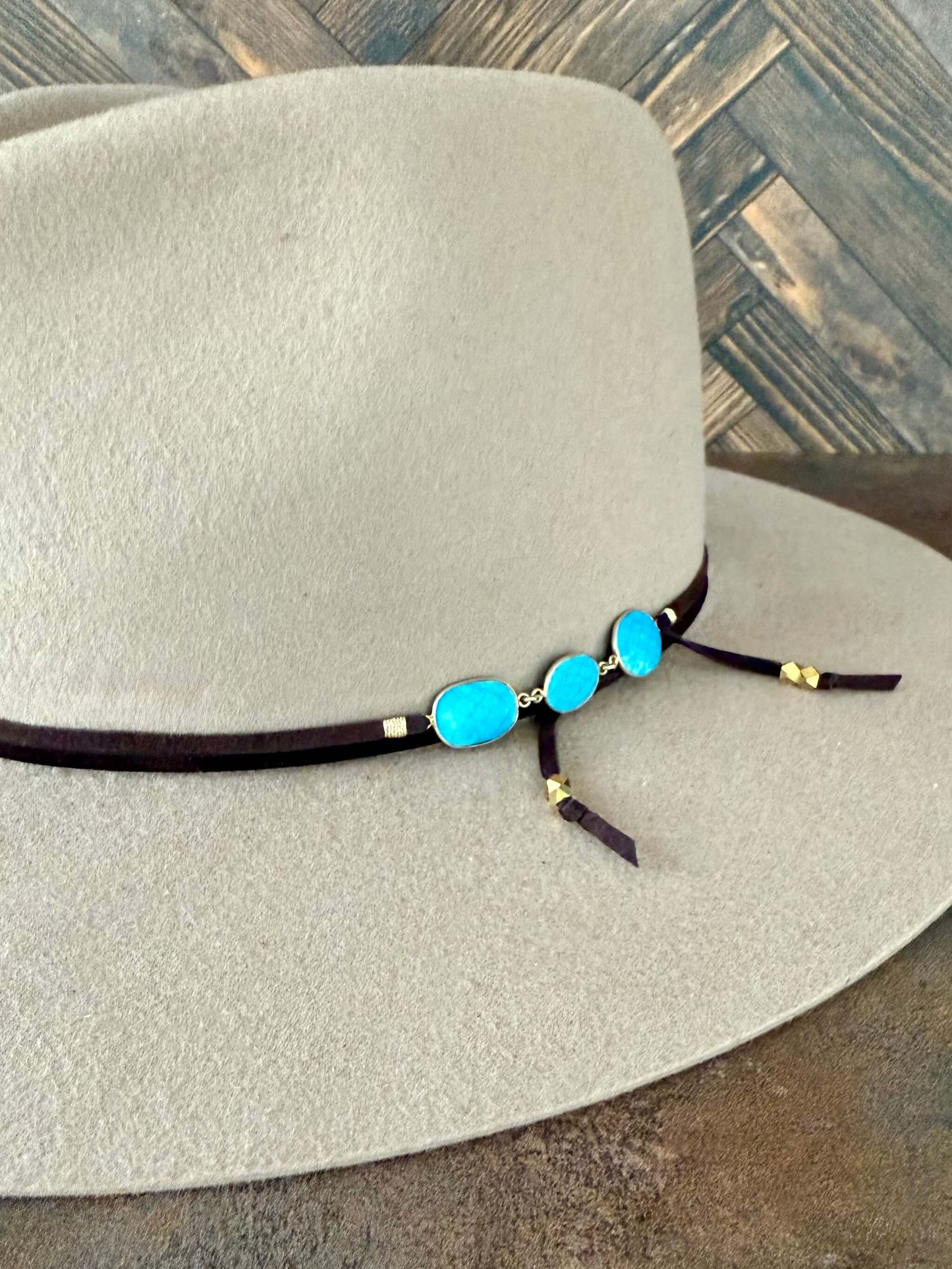 Lani Turquoise and Gold Wrap Hat Band