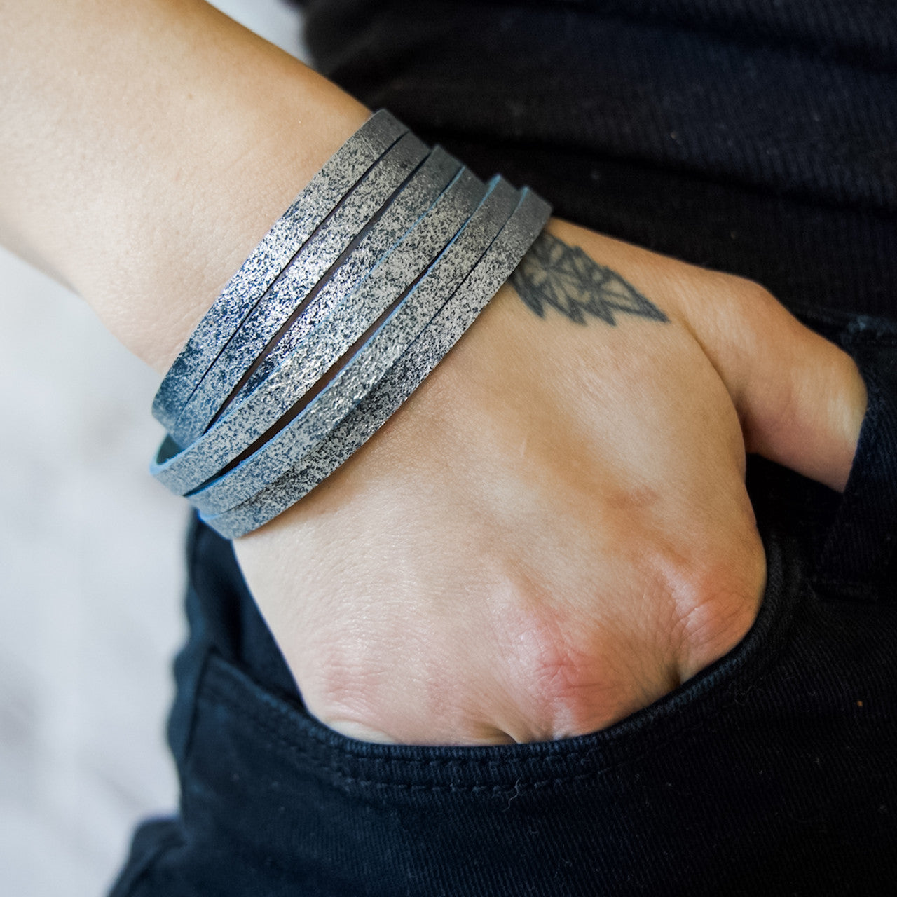 Sloane Sliced Wrap Bracelet In Gray Shimmer