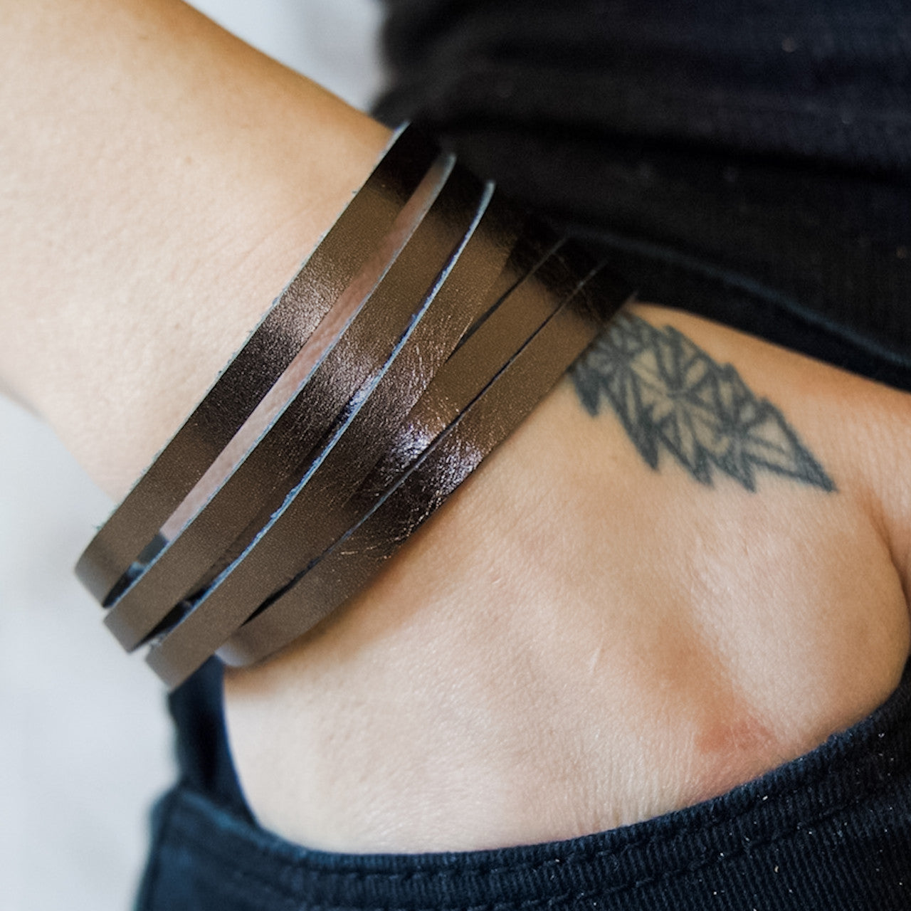 Sloane Sliced Wrap Bracelet In Gunmetal