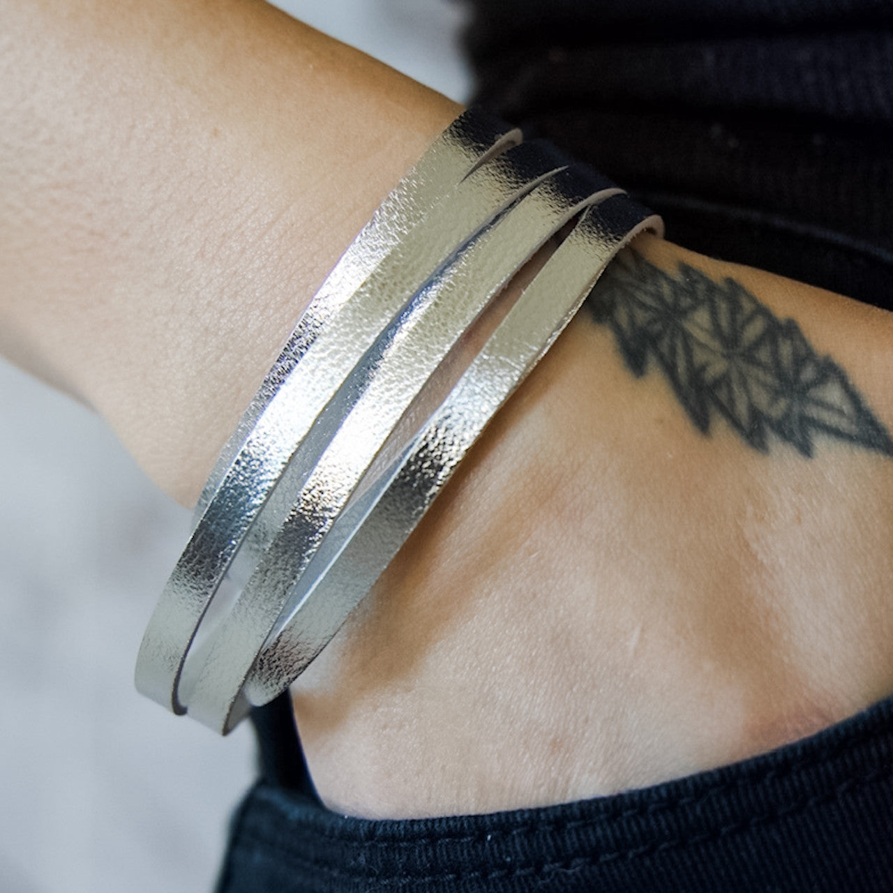 Sloane Sliced Wrap Bracelet In Silver