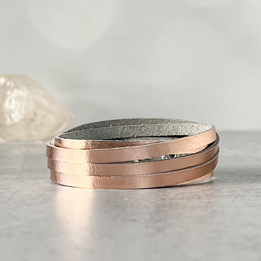 Sloane Sliced Wrap Bracelet In Rose Gold