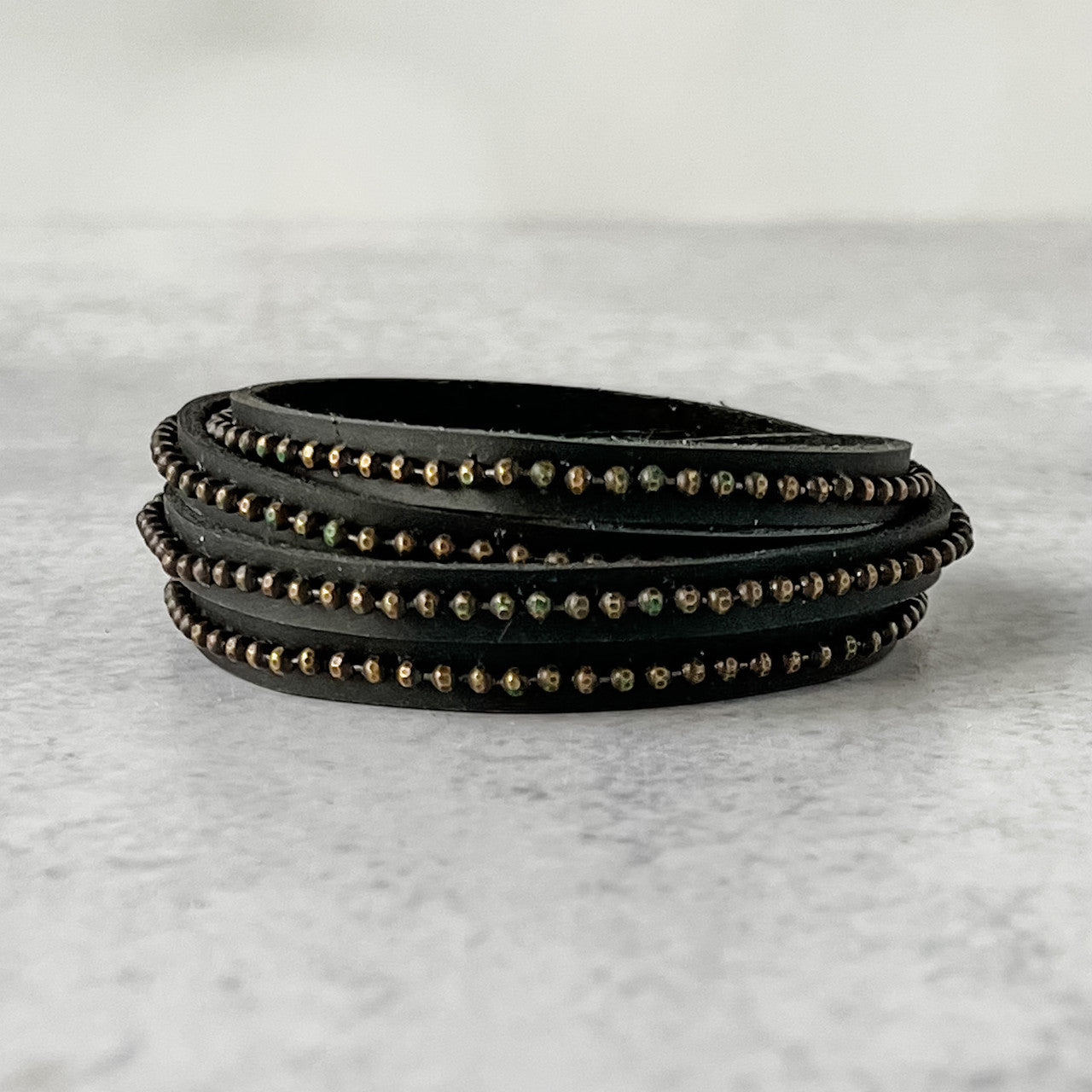 Beads Row Slender Wrap Bracelet in Kohl