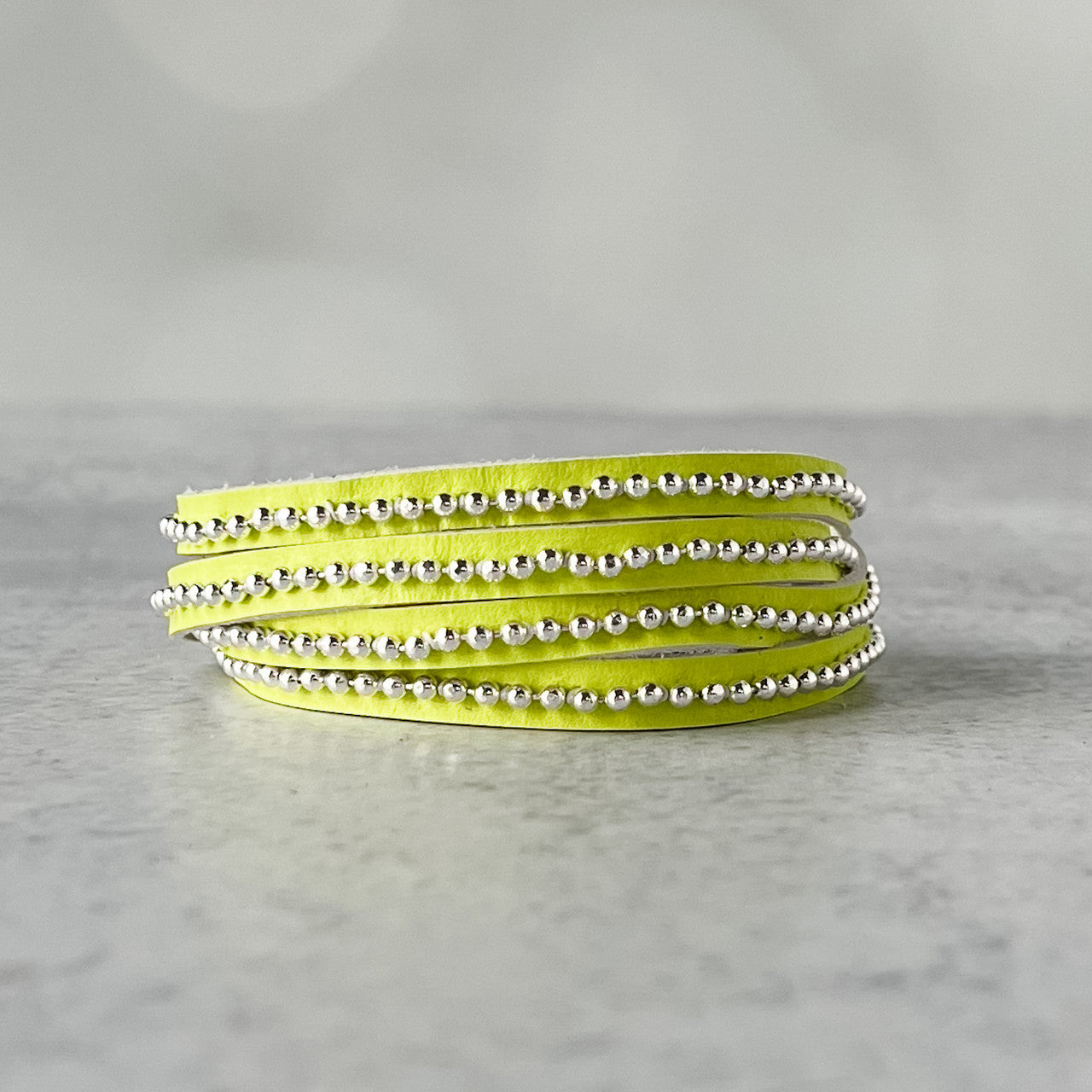 Beads Row Slender Wrap Bracelet in Lemon