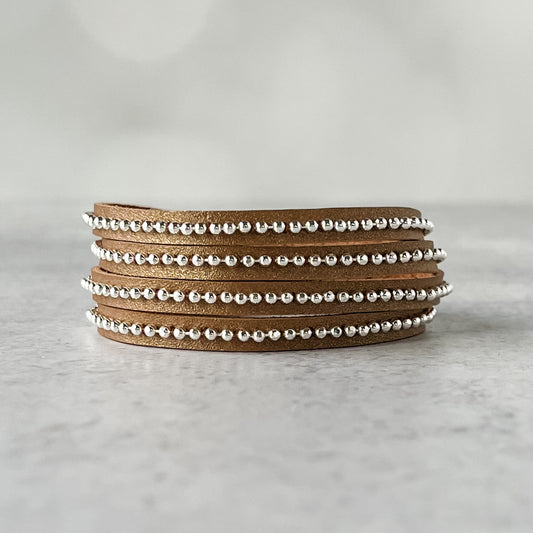 Beads Row Slender Wrap Bracelet in Love