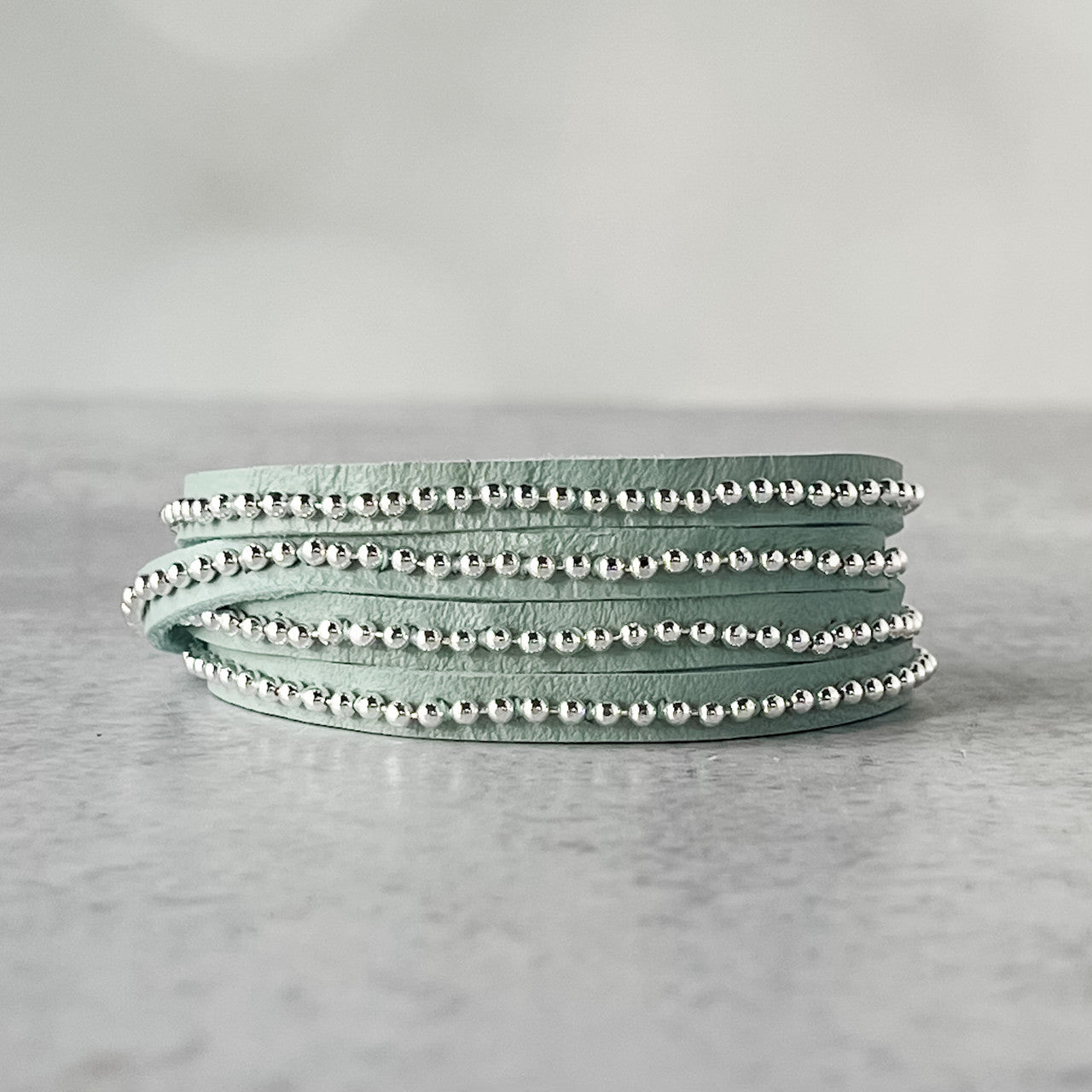 Beads Row Slender Wrap Bracelet in Sky