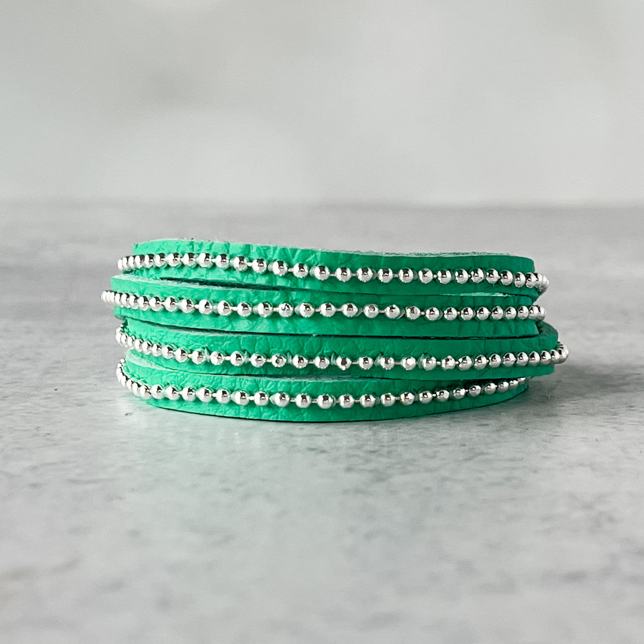 Beads Row Slender Wrap Bracelet in Turquoise