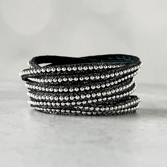 Beads Row Wrap Bracelet in Charcoal Shimmer