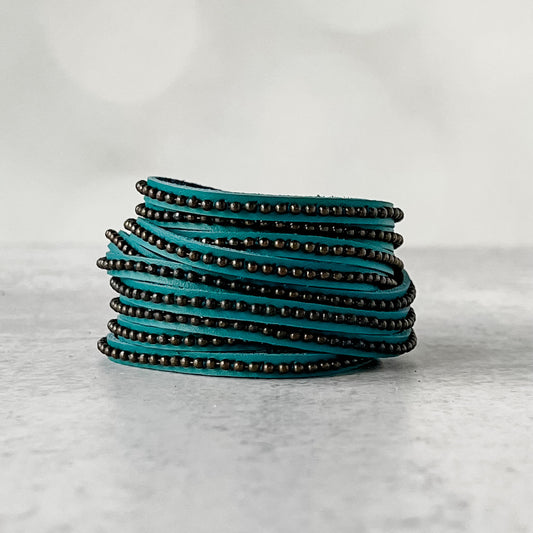 Beads Row Wrap Bracelet in Lake